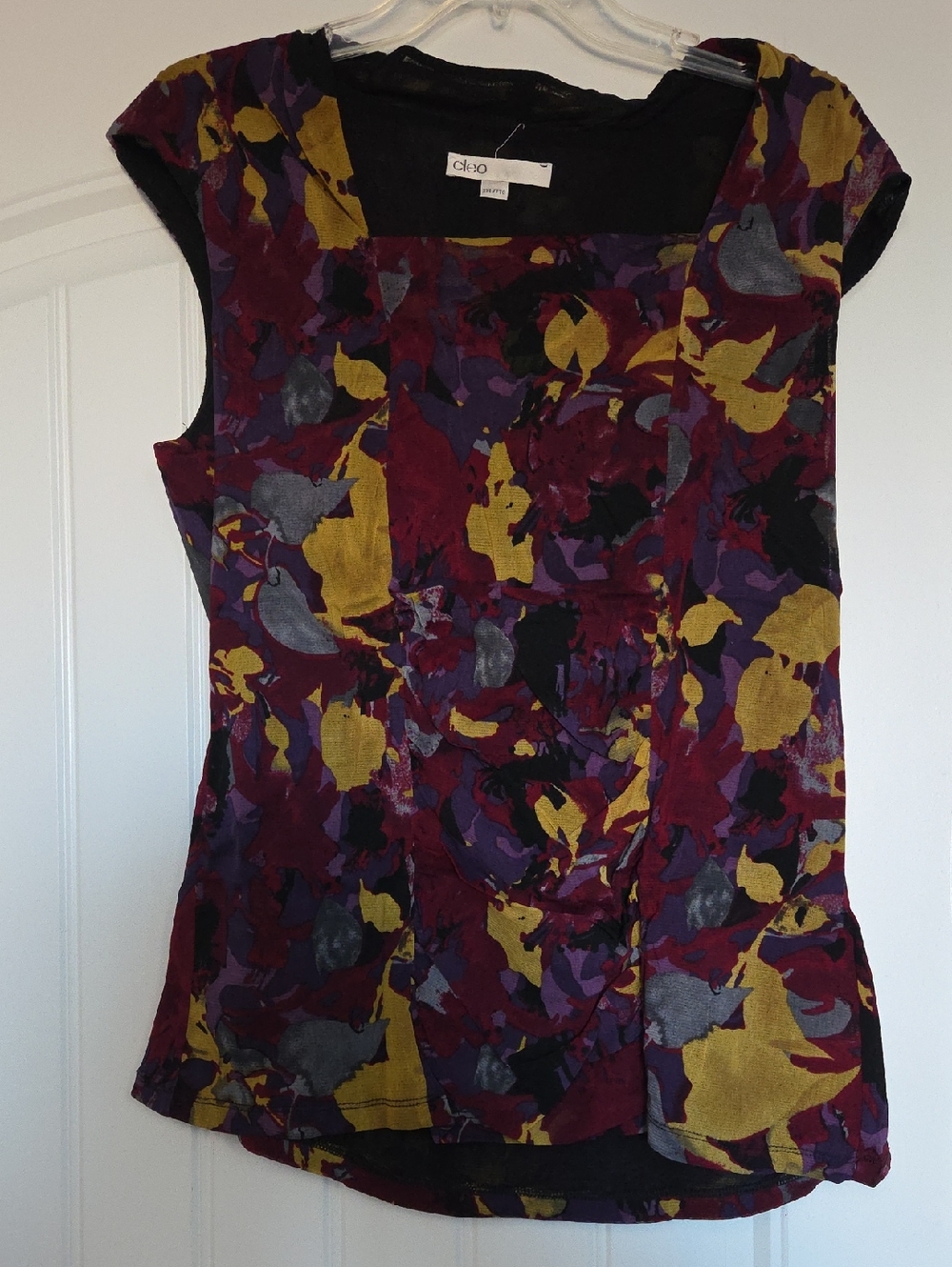 cleo Cap Sleeve Floral Tunic in Burgundy, Mustard & Purple